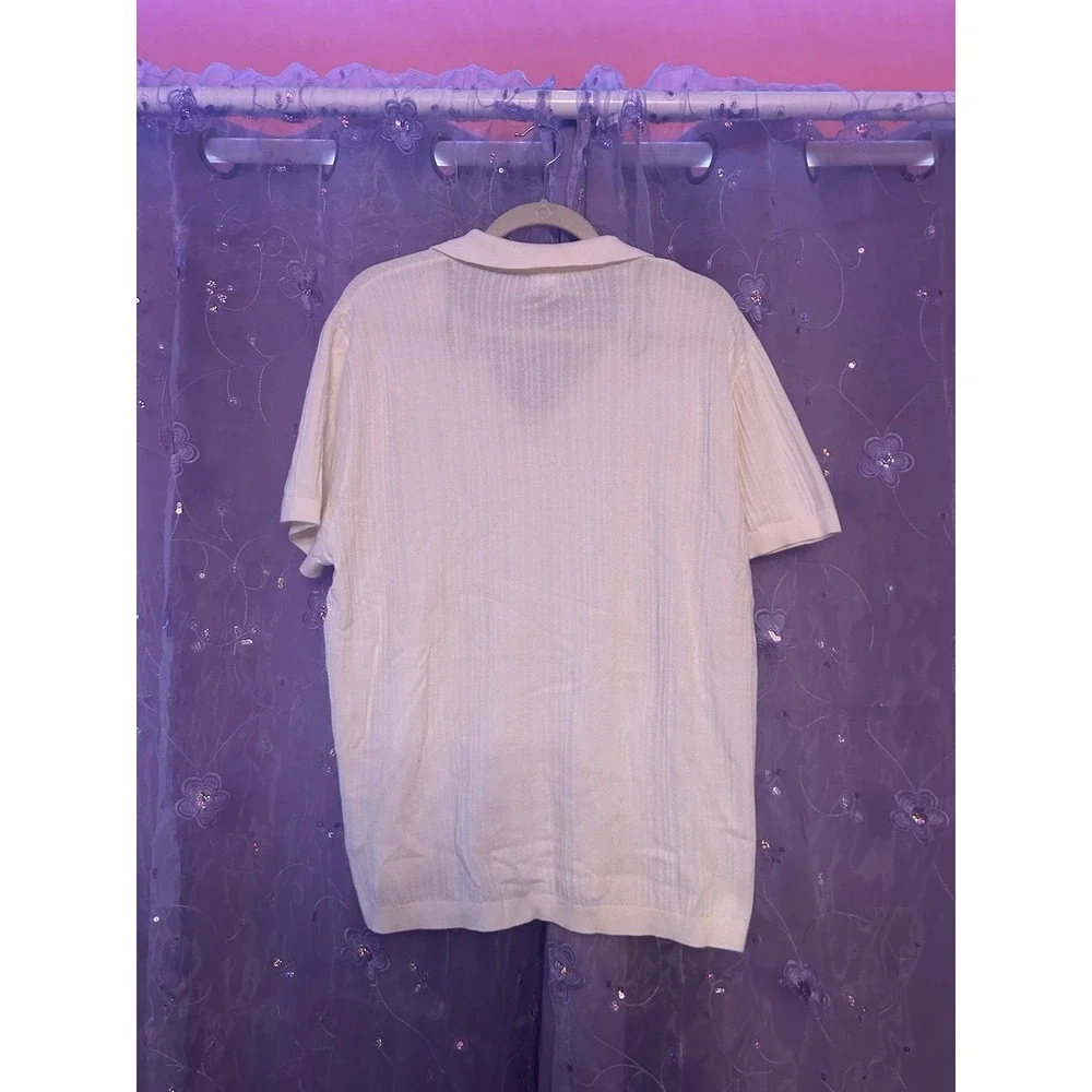 H&M Men's Regular Fit Collared Short Sleeve Pullover Sweater White Size M